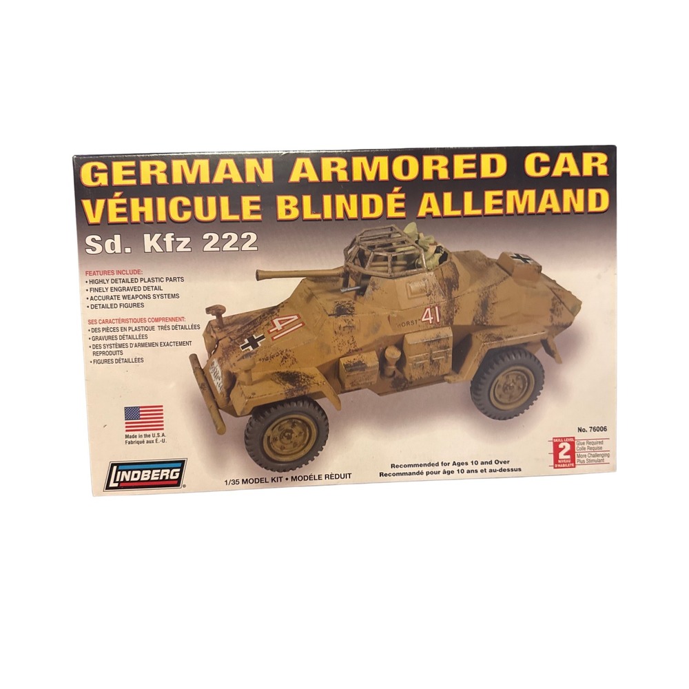 Lindberg Sd. Kfz 222 German Armored Car 1/35 Scale Model Kit 76006 Sealed